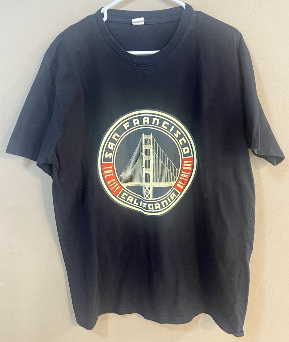 CA California Apparel San Francisco Golden Gate Bridge Circle Graphic Tee Men XL